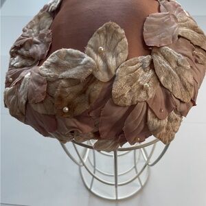 Vintage Pink Floral Hat with Pearls